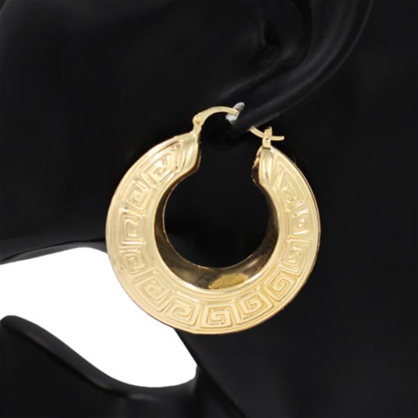 METAL GREEK PATTERN HOOP EARRING