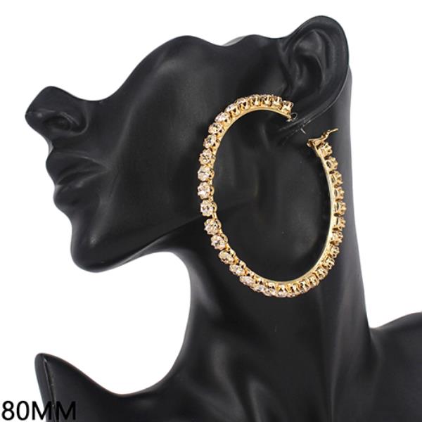 RHINESTONE 80MM HOOP EARRING