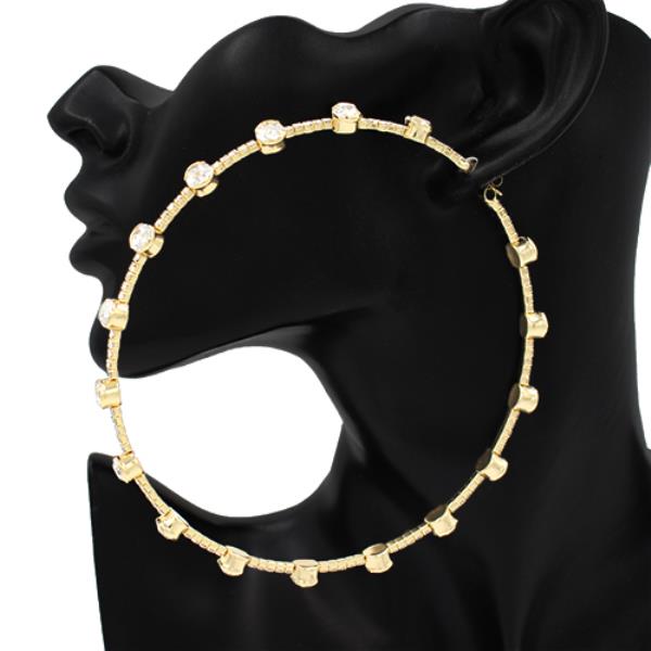 RHINESTONE 100MM HOOP EARRING