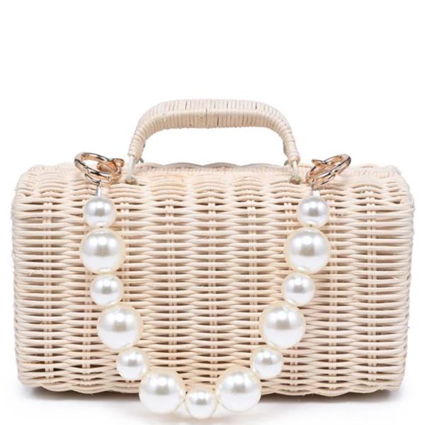 RECTANGULAR HANDWOVEN STRAW EVERLY EVENING BAG