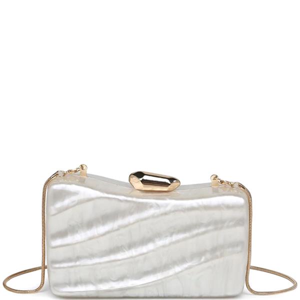 RIGID PEARLESCENT ARCYLIC SHELL OAKLYNN EVENING BAG