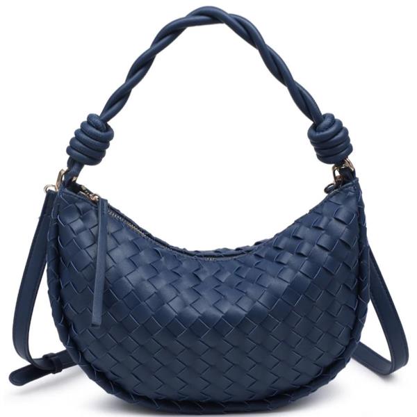 WOVEN BRAIDED VIOLET SHOULDER HOBO BAG