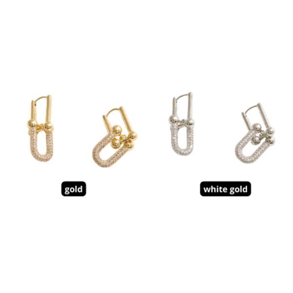 14K GOLD WHITE GOLD DIPPED WATER RESISTANT DROP EARRINGS WITH  CZ PAVE