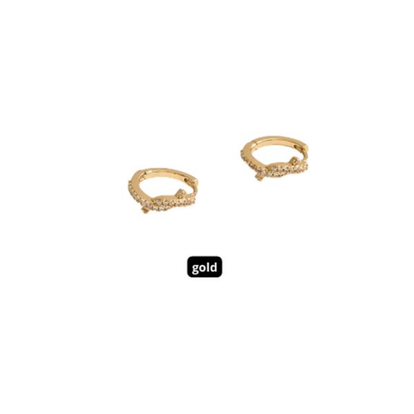 14K GOLD DIPPED WATER RESISTANT CROSSOVER HUGGIE CZ PAVE HOOP EARRINGS