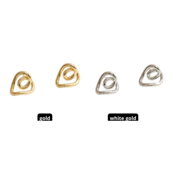 14K GOLD WHITE GOLD DIPPED WATER RESISTANT ABSTRACT HEART STUD EARRINGS