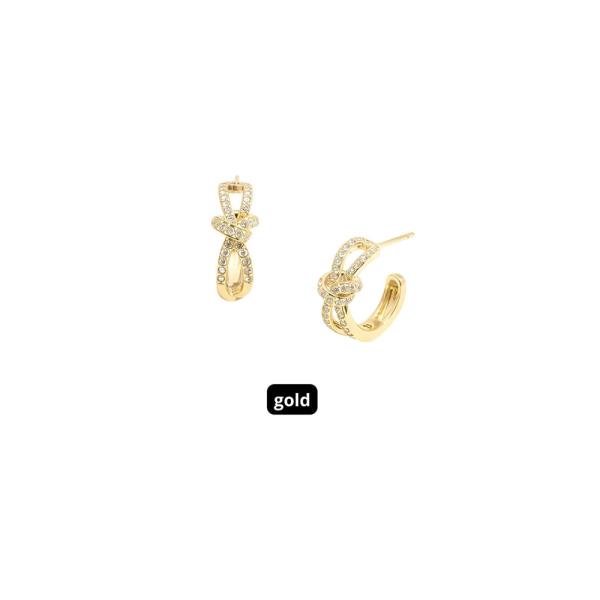 14K GOLD DIPPED WATER RESISTANT KNOT SPARKLE HOOP EARRINGS