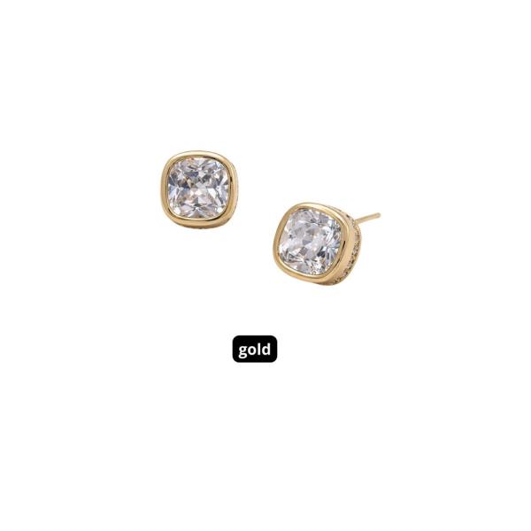 14K GOLD DIPPED WATER RESISTANT CUSHION CRYSTAL ELEGANCE CZ EARRING