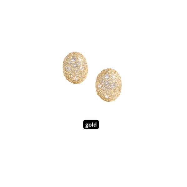 14K GOLD DIPPED WATER RESISTANT OVAL PAVE GLAM STUD CZ EARRING