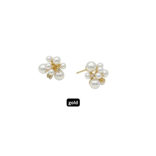 14K GOLD DIPPED WATER RESISTANT PEARL BOUQUET CZ EARRING