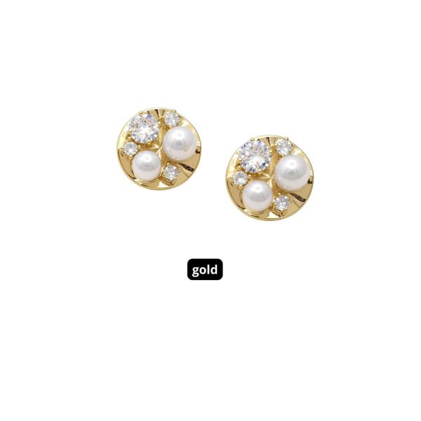 14K GOLD DIPPED WATER RESISTANT PEARL CONSTELLATION DISC CZ EARRING