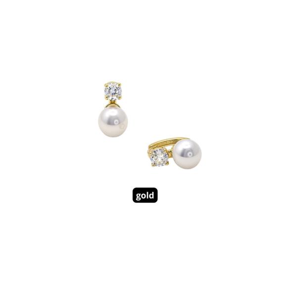 14K GOLD DIPPED WATER RESISTANT PLATING CLASSIC PEARL DROP CZ EARRING