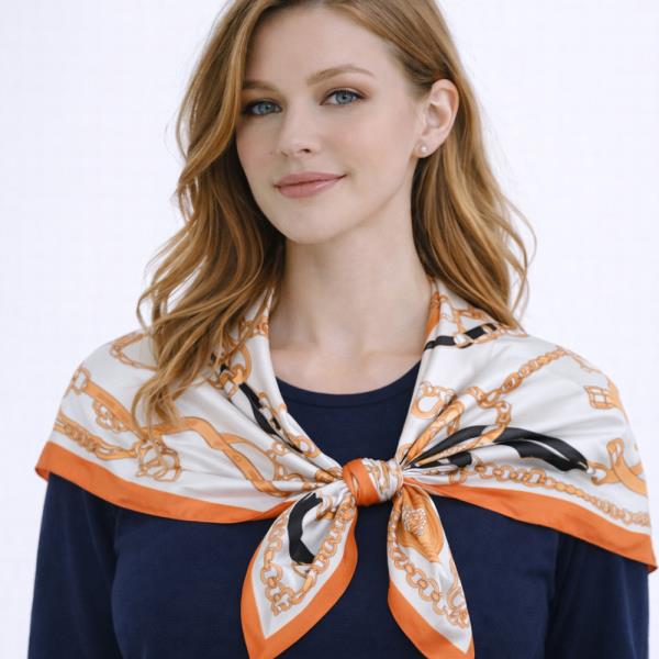 HORSE ORNAMENT PRINT SQUARE SCARF