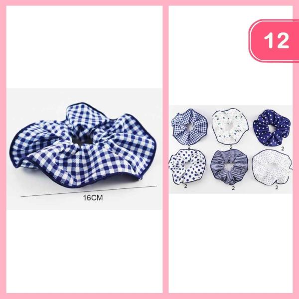 POLKA DOT STRIPPED CHECKERED HEART PATTERN HAIR TIE (12 UNITS)