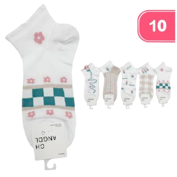 FLOWER PATTERN ANKLE SOCKS (12 UNITS)