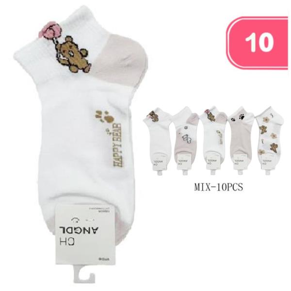 TEDDY BEAR PATTERN ANKLE SOCKS (10 UNITS)