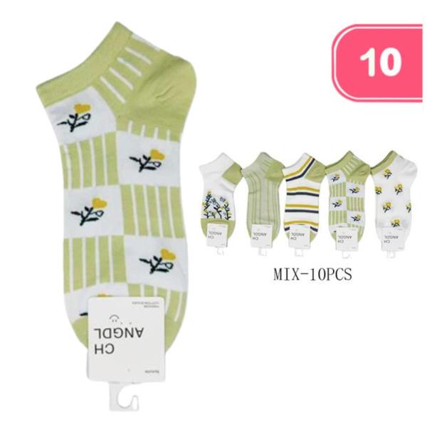 FLOWER PATTERN ANKLE SOCKS (12 UNITS)