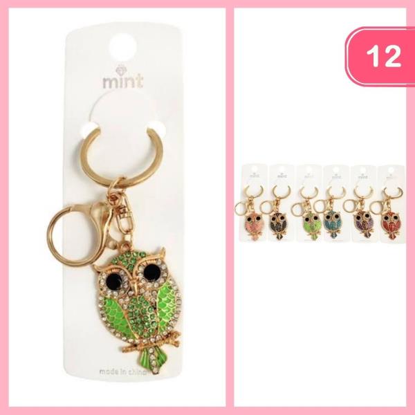 RHINESTONE OWL KEYCHAIN (12 UNITS)