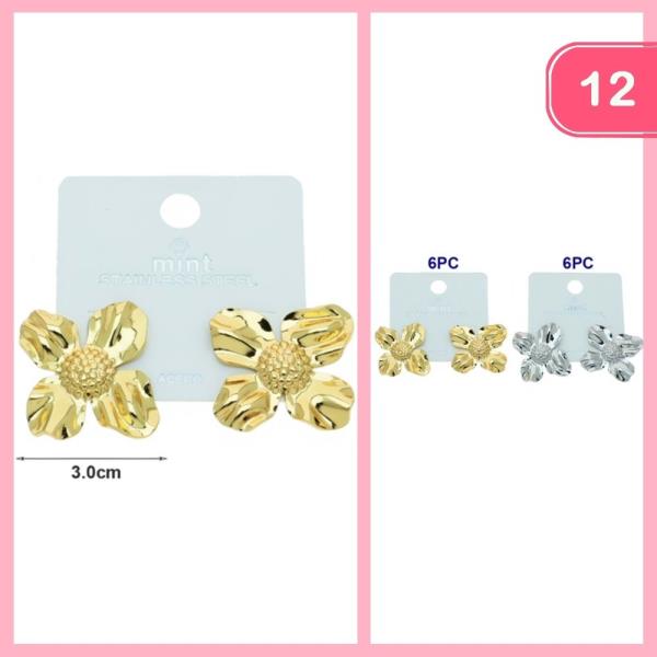 METAL FLOWER POST EARRING (12 UNITS)