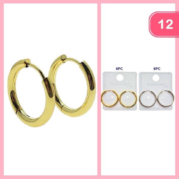 STAINLESS STEEL HOOP EARRINGS (12 UNITS)