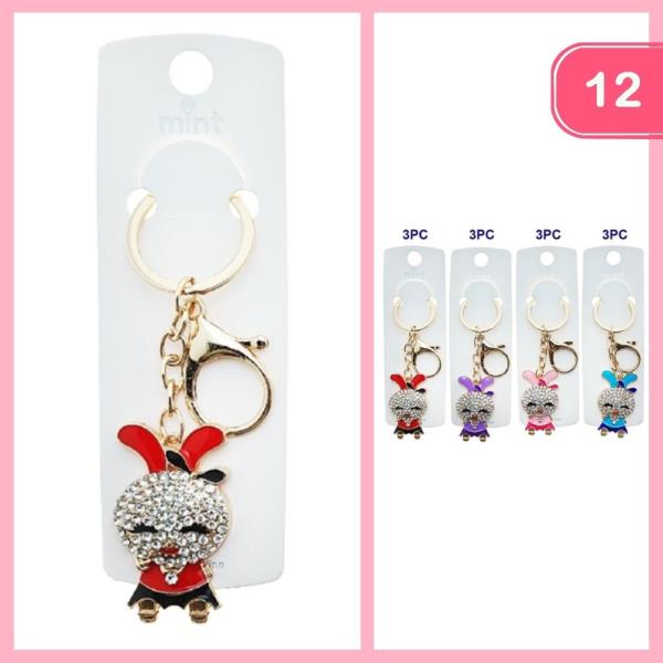 RHINESTONES BUNNY KEYCHAIN (12 UNITS)