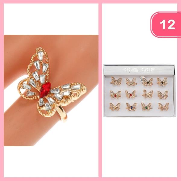 RHINESTONE BUTTERFLY RING (12 UNITS)