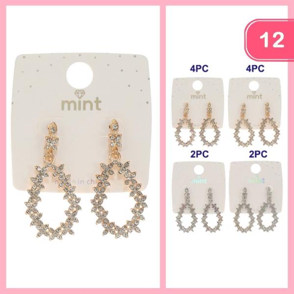 RHINESTONE DANGLE EARRINGS (12 UNITS )