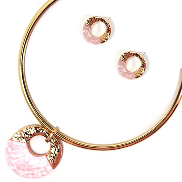 ROUND PENDANT W COLOR NECKLACE SET