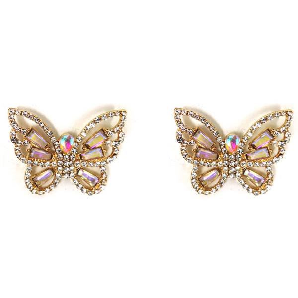 RHINESTONES BUTTERFLY STUD EARRINGS