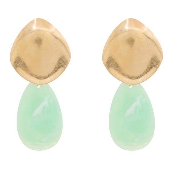 METAL RESIN DROP DANGLE EARRING