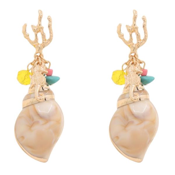 CORAL SHELL DANGLE EARRING