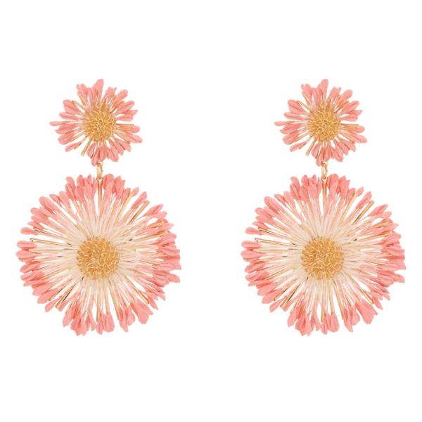 METAL WIRE FLOWER STATEMENT DANGLE EARRING