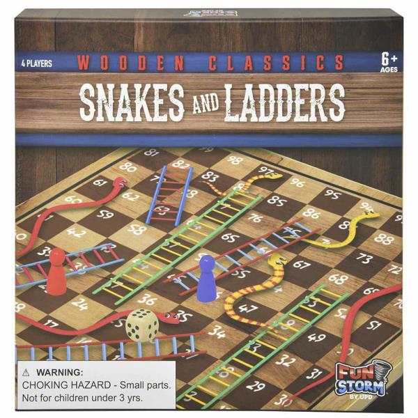 SOLID WOOD SNAKES AND LADDERS