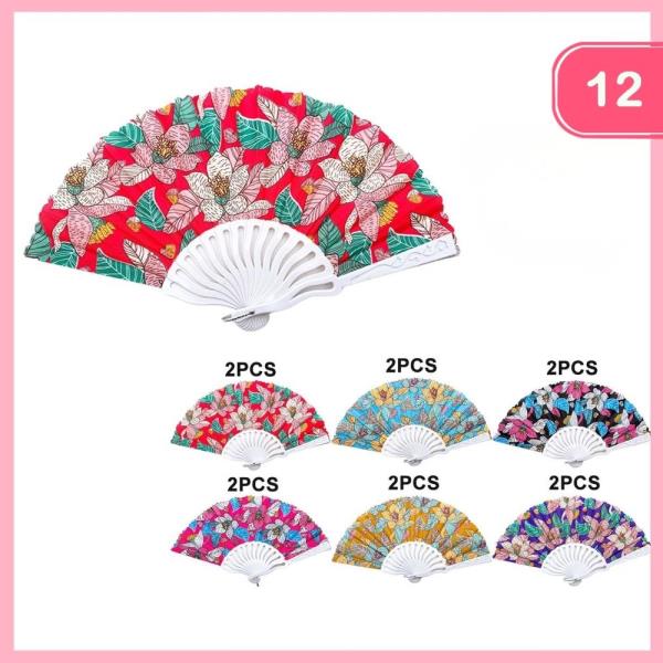 FLOWER PRINT HAND FAN (12 UNITS)