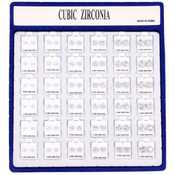 CUBIC ZIRCONIA POST EARRING (36 UNITS)