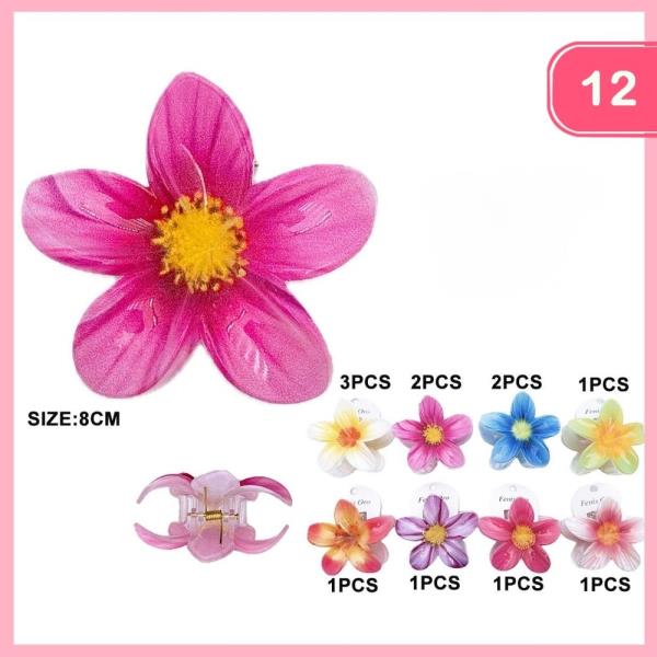 HAWAIIAN FLOWER HAIR CLAW JAW CLIP (12 UNITS)