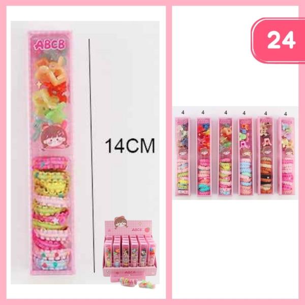 MINI HAIR CLAW CLIPS HAIR TIES SET (24 UNITS)