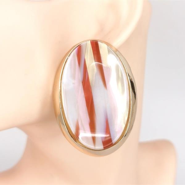 RESIN MARBLE OVAL STATEMENT EARRING