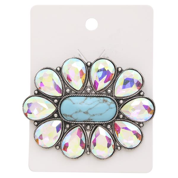 CRYSTAL ROUND BROOCH