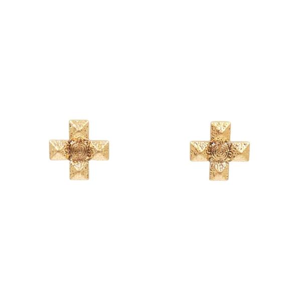 TEXTURED CROSS EARRING