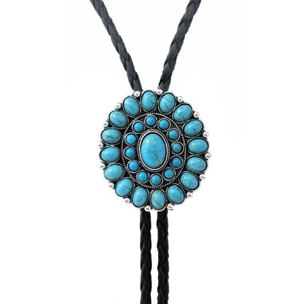 WESTERN SEMI STONE BOLO NECKLACE