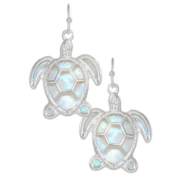 TURTLE SEA LIFE ABALONE EARRINGS