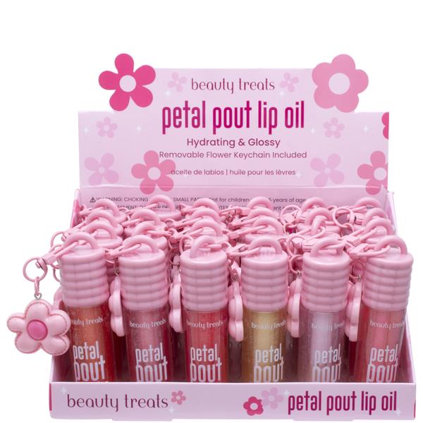 BEAUTY TREATS PETAL POUT LIP OIL W REMOVABLE FLOWER KEYCHAIN (24 UNITS)