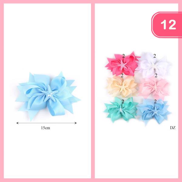 RIBBON STAR HAIR BOW (12 UNITS)