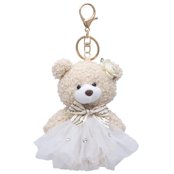 CUTE RHINESTONE RIBBON BEAR DOLL BAG CHARM KEY CHAIN