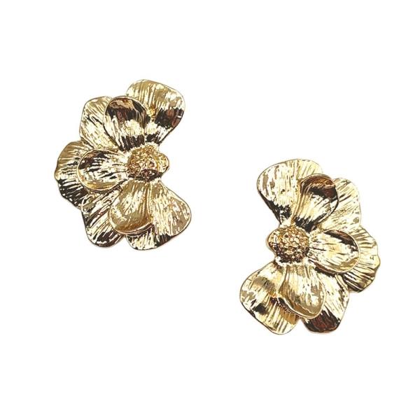 FLOWER FAN METAL EARRING