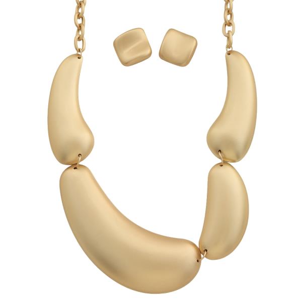 CHUNKY METAL NECKLACE EARRING SET
