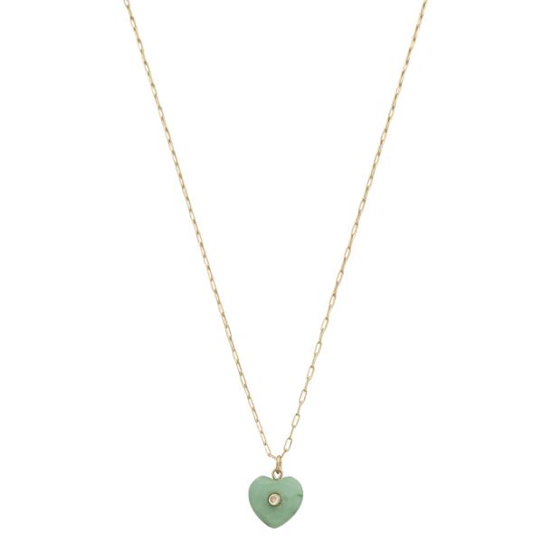 HEART SHAPE CRYSTAL PENDANT CHAIN METAL NECKLACE