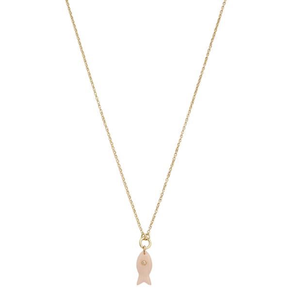 FISH SHAPE CRYSTAL PENDANT CHAIN METAL NECKLACE