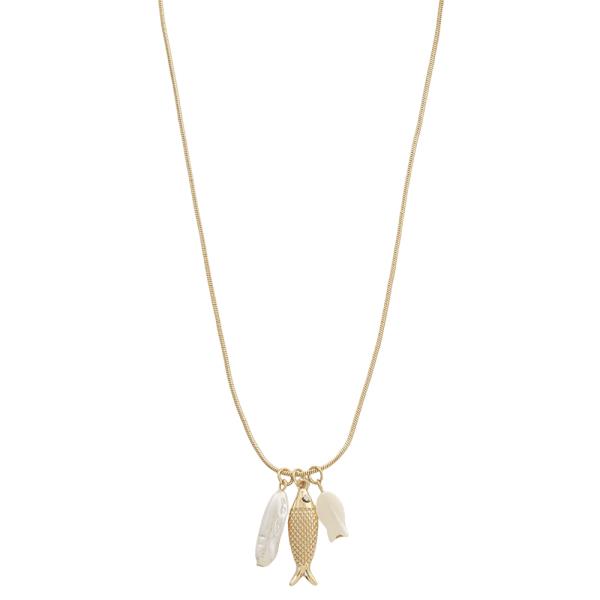 FISH TRIPLE PENDANT METAL NECKLACE