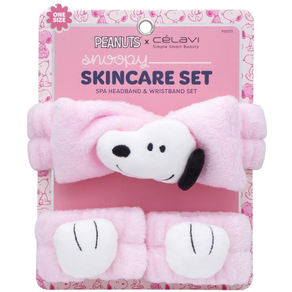 CELAVI X PEANUTS SNOOPY SKINCARE SPA HEADBAND AND WRISTBAND SET